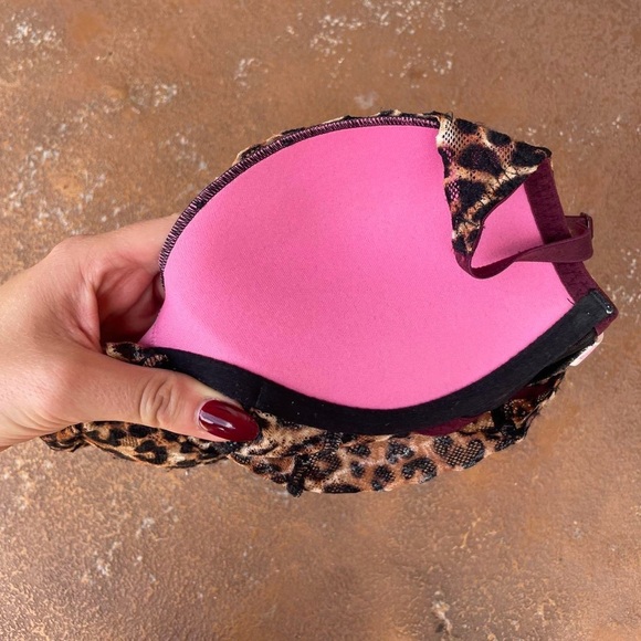 NWOT Victorias Secret Lace Bralette Cheetah Print Small Underwire push up sz xs - Picture 4 of 5